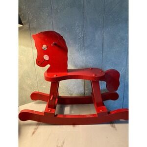Wood Handmade Doll/Teddy Bear Rocking Horse Red Christmas Decor